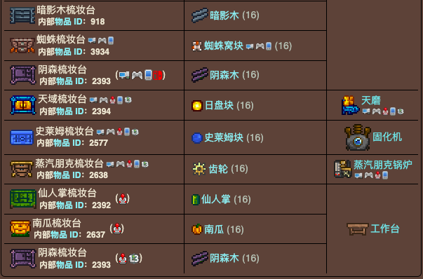 泰拉瑞亚梳妆台怎么做